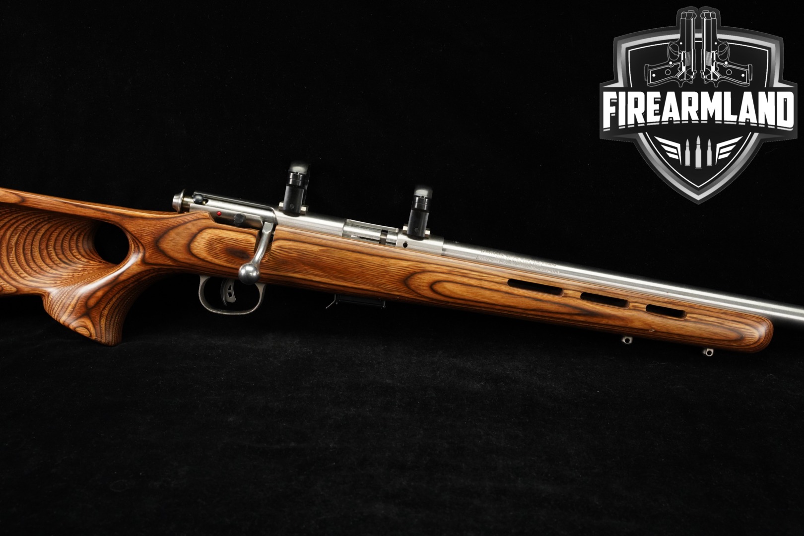 Savage Arms Model 93R17 BTVS .17 HMR Stainless & Laminate in Very Good Condition Thumbnail