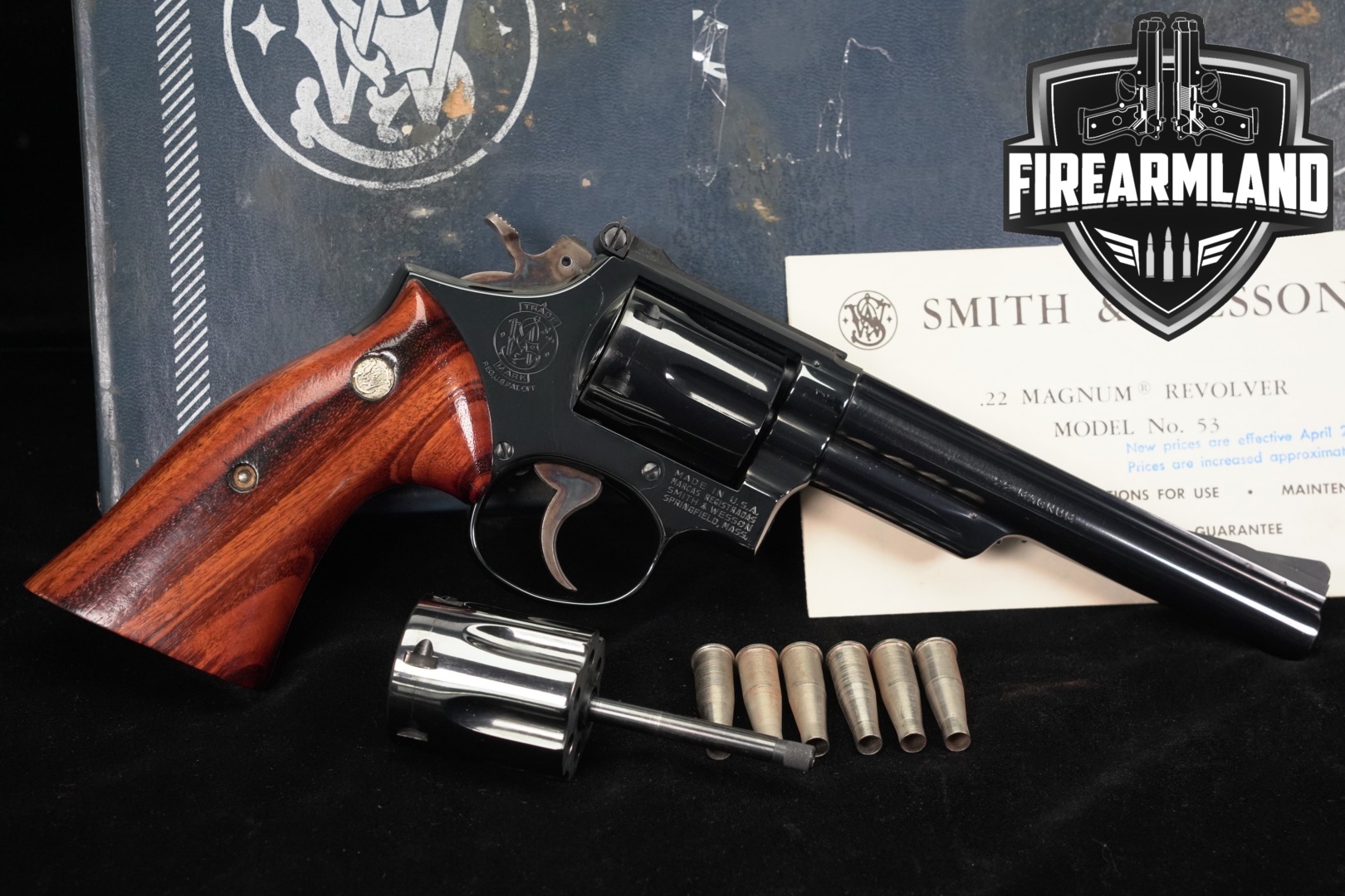 1974 Smith & Wesson (S&W) Model 53-2 .22 Rem. Jet Blued & Hardwood in Very Good Condition Thumbnail