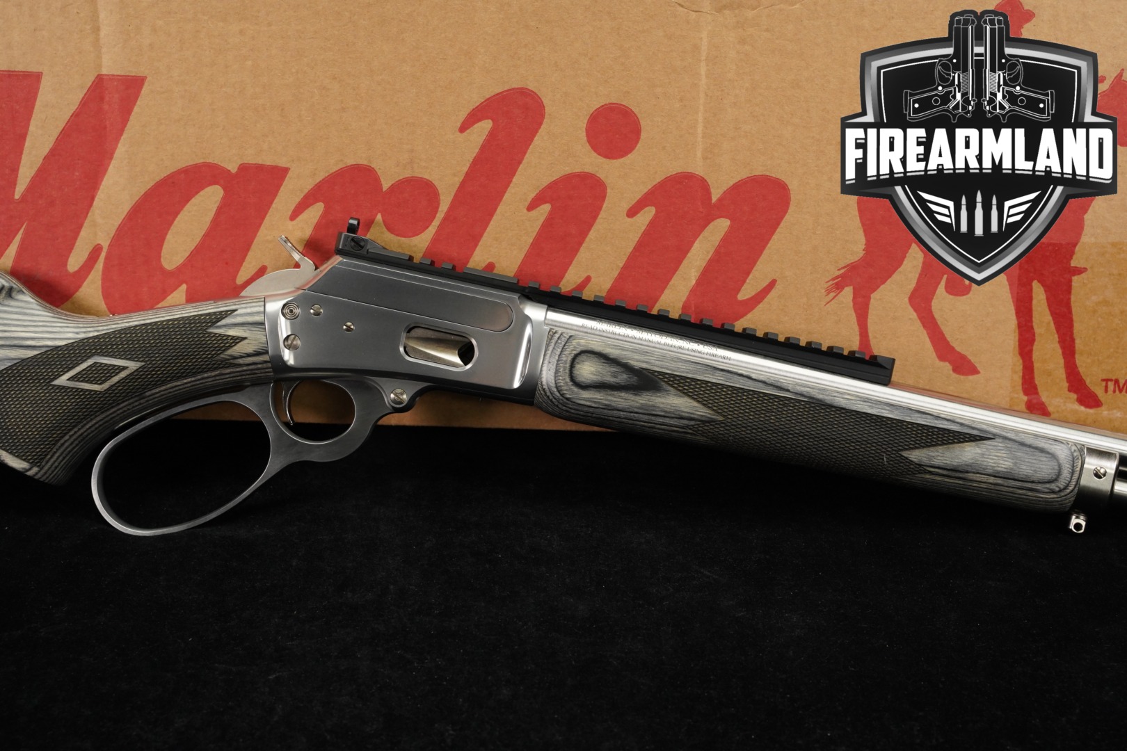 Marlin Firearms Co. Model 1894 SBL .357 Mag. Polished Stainless & Grey Laminate in Excellent Condition Thumbnail