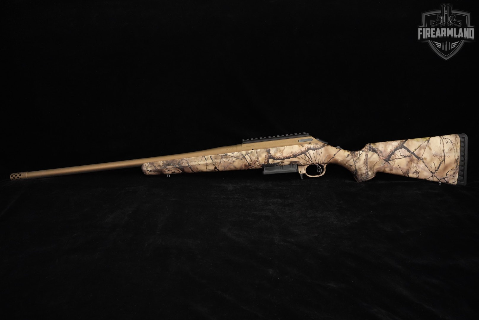 Ruger American Rifle Go Wild Camo I-M Brush / Bronze Cerakote 243 Win 22"-img-2