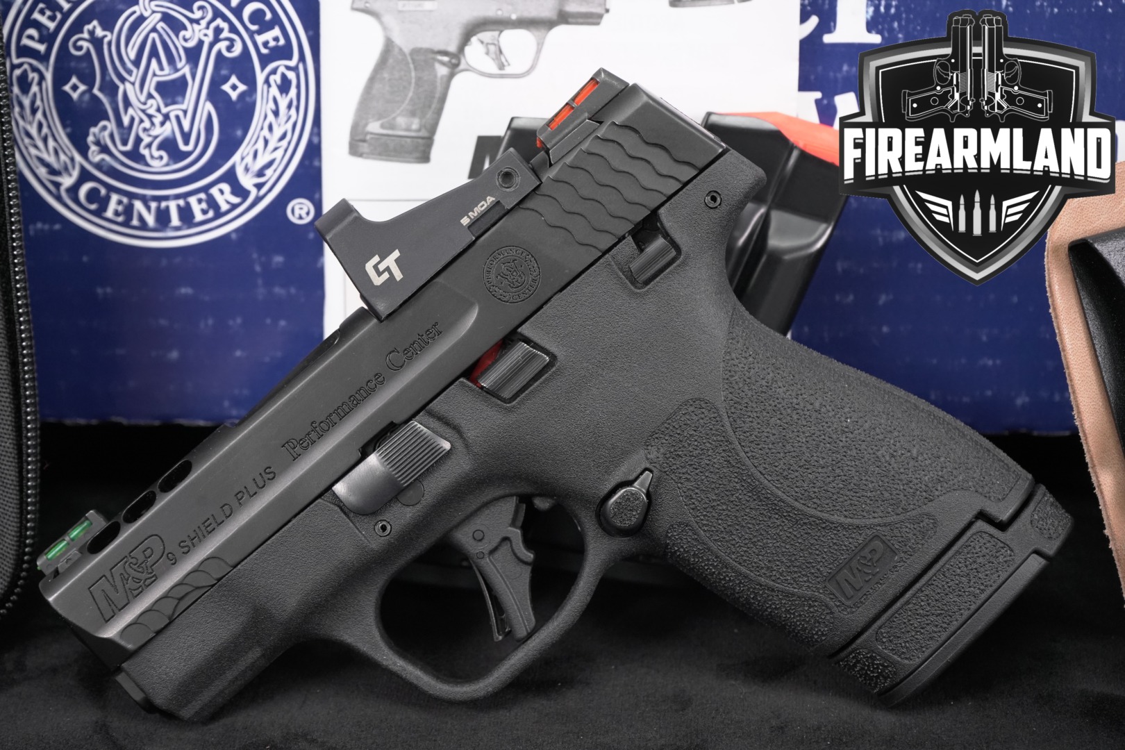 Smith & Wesson (S&W) M&P 9 Shield Plus Performance Center, Ported, Optics Ready, w/ Red Dot Sight 9mm Luger Black in Excellent Condition Thumbnail