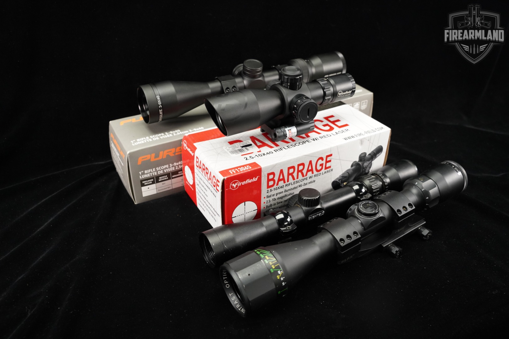FOUR SCOPE LOT 4 Pack Firefield Pursuit Bushnell Riflescope Scopes-img-2