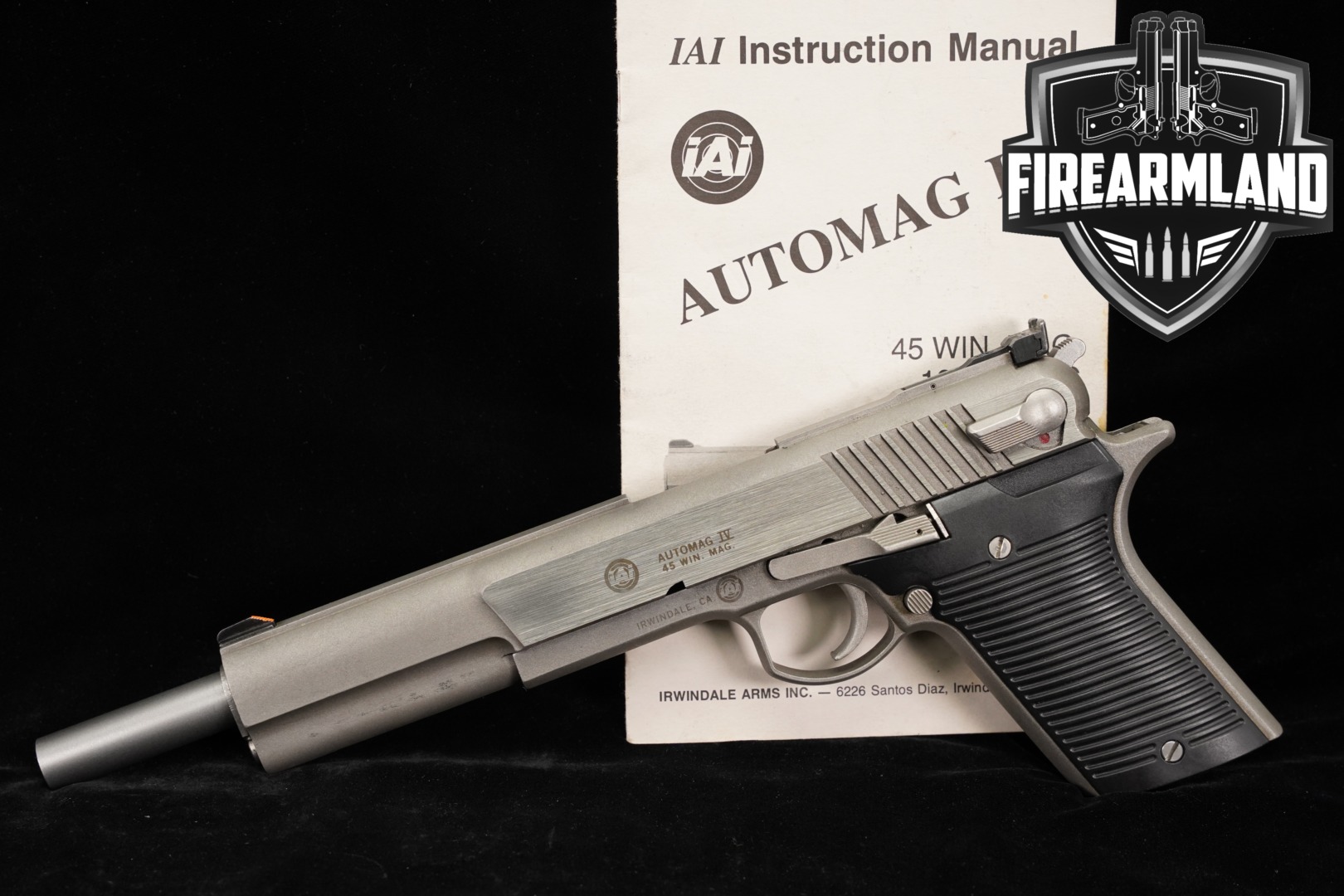 Irwindale Arms Inc. (IAI) Automag IV .45 Win. Mag. Stainless in Very Good Condition Thumbnail