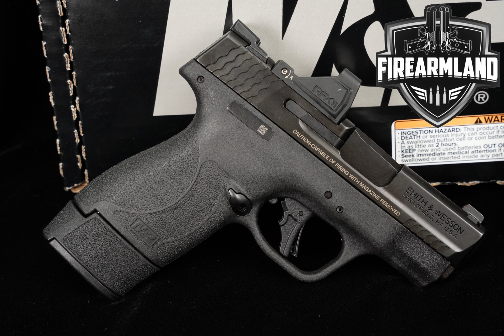 Smith & Wesson (S&W) M&P9 Shield Plus Optics Ready, No Thumb Safety, Viridian RFX11 Bundle 9mm Luger Black in Excellent Condition Thumbnail
