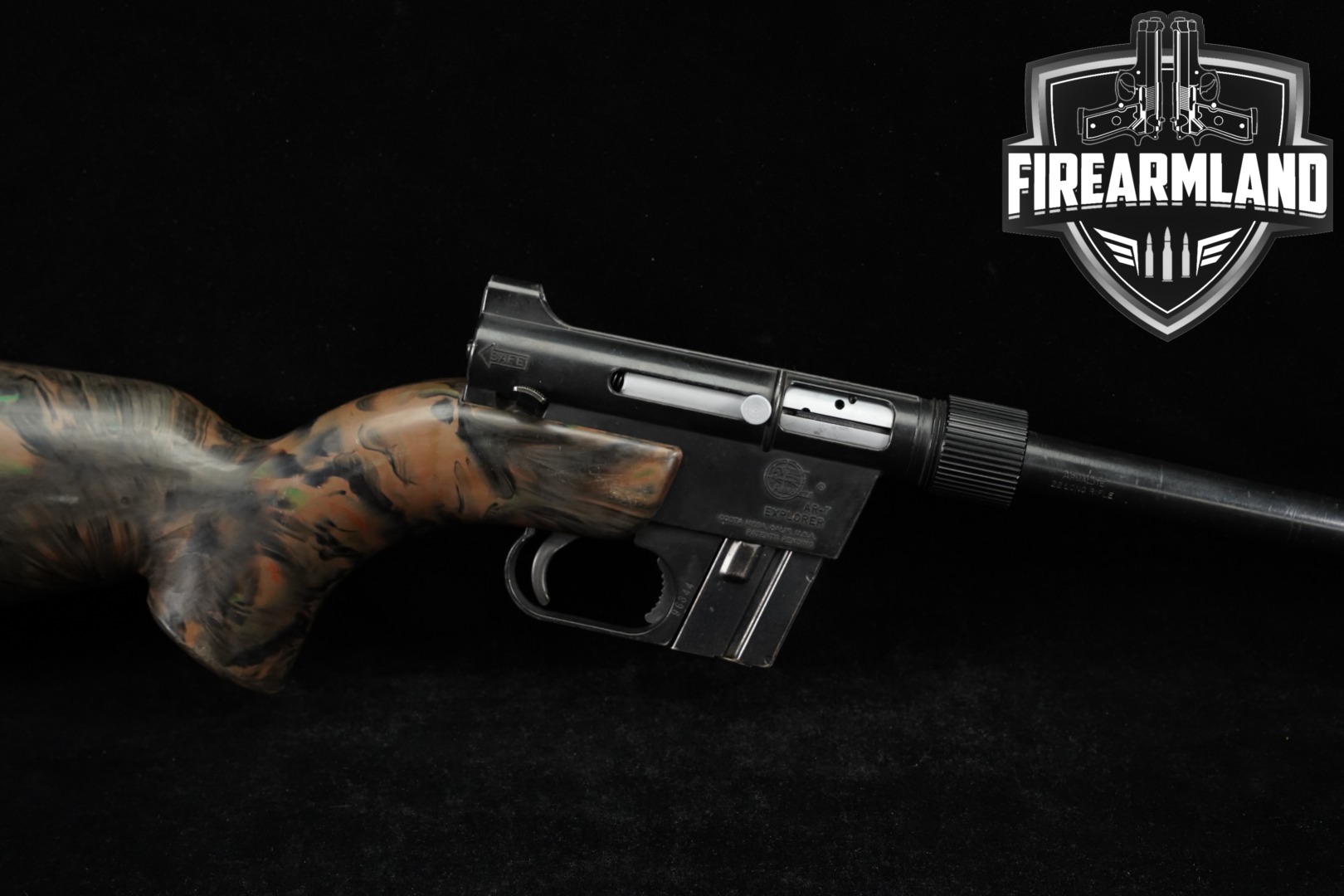 Armalite AR-7 Explorer Costa Mesa, California Production .22 LR Black & Marbled Multi-Color in Good Condition Thumbnail