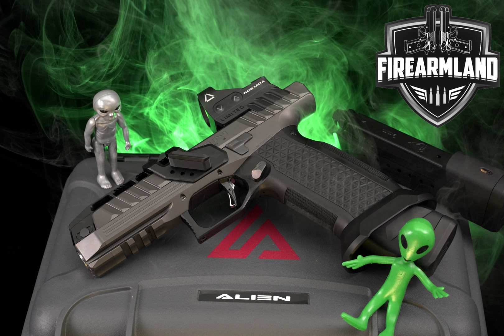 LAUGO ARMS Alien Creator Evolution Limited Optics 9mm 4.8" +2 MAGS, CASE-img-0