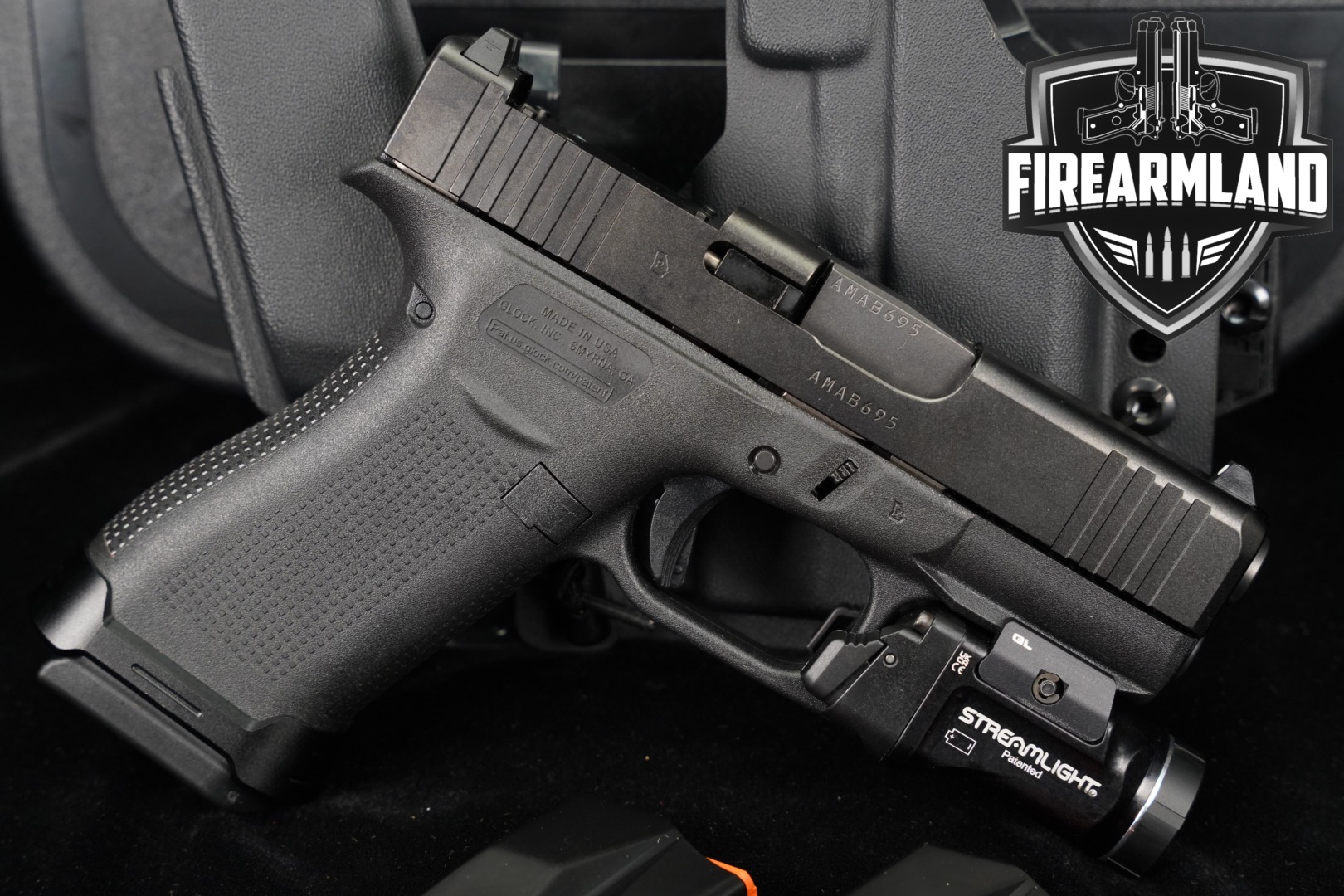 Glock 43X MOS G43X 9mm 3.41" +3 MAGS, ORIG CASE, HOLSTER, STREAMLIGHT-img-0