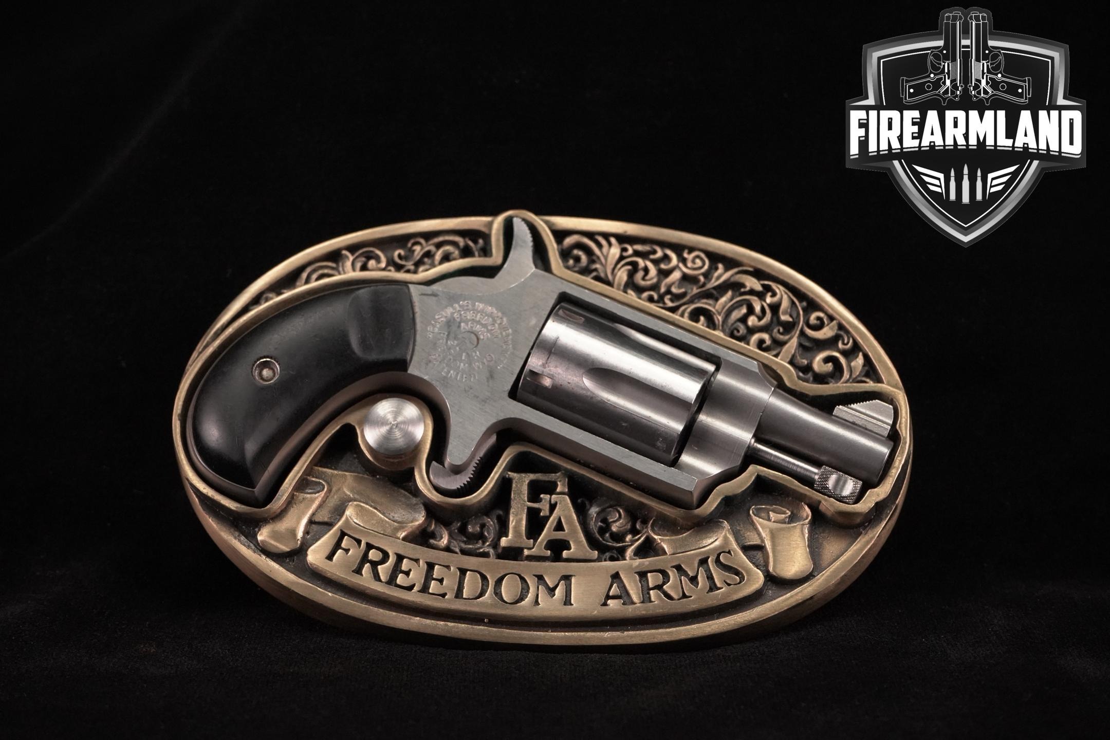 Freedom Arms Mini-Revolver Casull's Improvement; Belt-Buckle Holster .22 LR Stainless in Good Condition Thumbnail